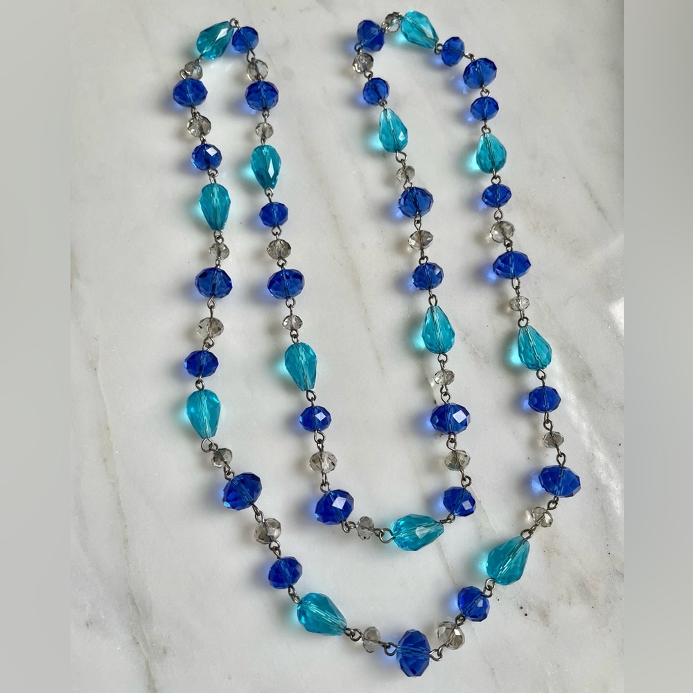Blue & Aqua faceted crysta Women's Necklace